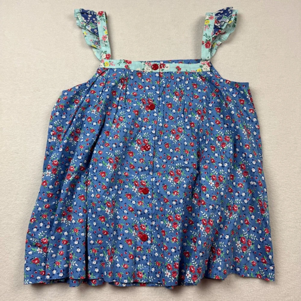 Polo Country Ralph Lauren Patchwork Dress Blue Floral Ruffle Straps Size 16‎
